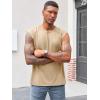 Runcati Mens Sleeveless Tank Tops Workout Cut Off Shirt Athletic Muscle Gym T Shirts(Khaki)