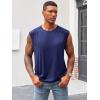 Runcati Mens Sleeveless Tank Tops Workout Cut Off Shirt Athletic Muscle Gym T Shirts(Navy)