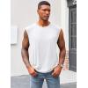 Runcati Mens Sleeveless Tank Tops Workout Cut Off Shirt Athletic Muscle Gym T Shirts(White)