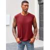 Runcati Mens Sleeveless Tank Tops Workout Cut Off Shirt Athletic Muscle Gym T Shirts(Wine Red)