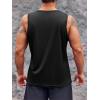 Runcati Mens Sleeveless Workout Tank Tops Athletic Muscle Gym T Shirts with Pockets(Black)
