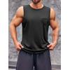 Runcati Mens Sleeveless Workout Tank Tops Athletic Muscle Gym T Shirts with Pockets(Black)