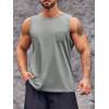 Runcati Mens Sleeveless Workout Tank Tops Athletic Muscle Gym T Shirts with Pockets(Grey)