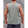 Runcati Mens Sleeveless Workout Tank Tops Athletic Muscle Gym T Shirts with Pockets(Grey)