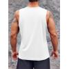 Runcati Mens Sleeveless Workout Tank Tops Athletic Muscle Gym T Shirts with Pockets(White)