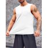 Runcati Mens Sleeveless Workout Tank Tops Athletic Muscle Gym T Shirts with Pockets(White)