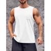 Runcati Mens Sleeveless Workout Tank Tops Athletic Muscle Gym T Shirts with Pockets(White)
