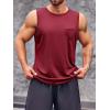 Runcati Mens Sleeveless Workout Tank Tops Athletic Muscle Gym T Shirts with Pockets(Wine Red)
