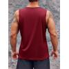 Runcati Mens Sleeveless Workout Tank Tops Athletic Muscle Gym T Shirts with Pockets(Wine Red)
