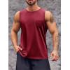 Runcati Mens Sleeveless Workout Tank Tops Athletic Muscle Gym T Shirts with Pockets(Wine Red)