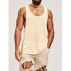 Runcati Mens Workout Tank Tops Sleeveless Shirt Muscle Gym Bodybuilding Fitness Training Loose Fit T Shirts(Beige)