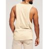 Runcati Mens Workout Tank Tops Sleeveless Shirt Muscle Gym Bodybuilding Fitness Training Loose Fit T Shirts(Beige)