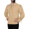 Mens Medieval Pirate Shirt Viking Renaissance Lace up Mercenary Halloween Scottish Jacobite Ghillie Tops(Khaki)
