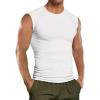 Runcati Mens Athletic Compression Shirts Sleeveless Workout Tank Top Slimming Body Shaper Vest Sports Base Layer Undershirt(White)