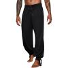 Runcati Mens Banded Ankle Pants Medieval Renaissance Viking Pirate Lace Up Halloween Cotton Gothic Costume Trousers(Black)