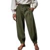Runcati Mens Medieval Pirate Pants Renaissance Viking Knicker Colonial Halloween Cotton Gothic Costume Trousers(Army Green)