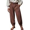 Runcati Mens Medieval Pirate Pants Renaissance Viking Knicker Colonial Halloween Cotton Gothic Costume Trousers(Brown)