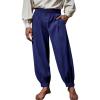 Runcati Mens Medieval Pirate Pants Renaissance Viking Knicker Colonial Halloween Cotton Gothic Costume Trousers(Navy)