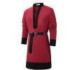 Runcati Mens Medieval Pirate Shirt Renaissance Viking Knight Warrior Tunic Tops Lace Up LARP Halloween Costume(Burgundy)