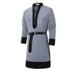 Runcati Mens Medieval Pirate Shirt Renaissance Viking Knight Warrior Tunic Tops Lace Up LARP Halloween Costume(Grey)