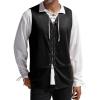 Runcati Mens Medieval Renaissance Vest Pirate Gothic Halloween Costume Suede Lace Up Reversible Waistcoat(Black)