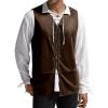 Runcati Mens Medieval Renaissance Vest Pirate Gothic Halloween Costume Suede Lace Up Reversible Waistcoat(Brown)