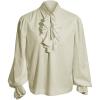 Runcati Mens Pirate Shirt Ruffle Victorian Renaissance Steampunk Vampire Poet Shirts Medieval Halloween Costume(01 Beige)
