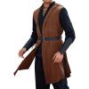 Runcati Mens Renaissance Costume Hooded Surcoat Medieval Knight Sleeveless Tunic Tops Tabard Viking Holloween Cloak(Brown)
