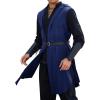 Runcati Mens Renaissance Costume Hooded Surcoat Medieval Knight Sleeveless Tunic Tops Tabard Viking Holloween Cloak(Navy Blue)