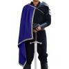Runcati Mens Renaissance Shawl Half Shoulder Cape Medieval Samurai Cloak LARP Warrior Ren Faire Halloween Costume(Blue)