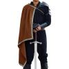 Runcati Mens Renaissance Shawl Half Shoulder Cape Medieval Samurai Cloak LARP Warrior Ren Faire Halloween Costume(Coffee)