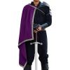 Runcati Mens Renaissance Shawl Half Shoulder Cape Medieval Samurai Cloak LARP Warrior Ren Faire Halloween Costume(Purple)