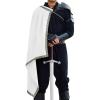 Runcati Mens Renaissance Shawl Half Shoulder Cape Medieval Samurai Cloak LARP Warrior Ren Faire Halloween Costume(White)