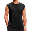 Runcati Men’s Sleeveless Tank Tops Crewneck Casual Workout Gym Cut Off Muscle Fit T Shirt(Black)