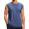 Runcati Men’s Sleeveless Tank Tops Crewneck Casual Workout Gym Cut Off Muscle Fit T Shirt(Blue)