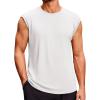 Runcati Men’s Sleeveless Tank Tops Crewneck Casual Workout Gym Cut Off Muscle Fit T Shirt(White)