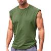 Runcati Mens Sleeveless Tank Tops Workout Cut Off Shirt Athletic Muscle Gym T Shirts(Army Green)