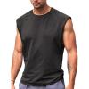 Runcati Mens Sleeveless Tank Tops Workout Cut Off Shirt Athletic Muscle Gym T Shirts(Black Gray)
