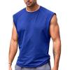 Runcati Mens Sleeveless Tank Tops Workout Cut Off Shirt Athletic Muscle Gym T Shirts(Blue)