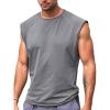 Runcati Mens Sleeveless Tank Tops Workout Cut Off Shirt Athletic Muscle Gym T Shirts(Dark Gray)