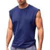 Runcati Mens Sleeveless Tank Tops Workout Cut Off Shirt Athletic Muscle Gym T Shirts(Navy)