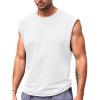 Runcati Mens Sleeveless Tank Tops Workout Cut Off Shirt Athletic Muscle Gym T Shirts(White)