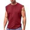 Runcati Mens Sleeveless Tank Tops Workout Cut Off Shirt Athletic Muscle Gym T Shirts(Wine Red)
