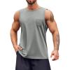 Runcati Mens Sleeveless Workout Tank Tops Athletic Muscle Gym T Shirts with Pockets(Grey)