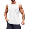 Runcati Mens Sleeveless Workout Tank Tops Athletic Muscle Gym T Shirts with Pockets(White)