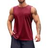 Runcati Mens Sleeveless Workout Tank Tops Athletic Muscle Gym T Shirts with Pockets(Wine Red)