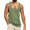 Runcati Mens Workout Tank Tops Sleeveless Shirt Muscle Gym Bodybuilding Fitness Training Loose Fit T Shirts(Army Green)