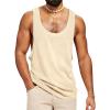 Runcati Mens Workout Tank Tops Sleeveless Shirt Muscle Gym Bodybuilding Fitness Training Loose Fit T Shirts(Beige)