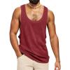 Runcati Mens Workout Tank Tops Sleeveless Shirt Muscle Gym Bodybuilding Fitness Training Loose Fit T Shirts(Burgundy)