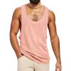 Runcati Mens Workout Tank Tops Sleeveless Shirt Muscle Gym Bodybuilding Fitness Training Loose Fit T Shirts(Pink)